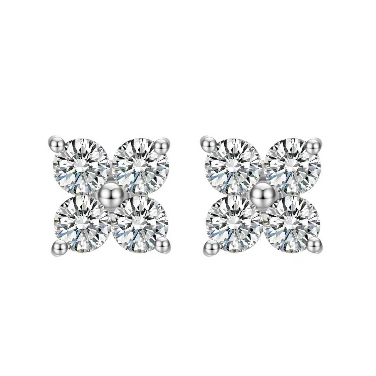 Floral Diamond Stud Earrings