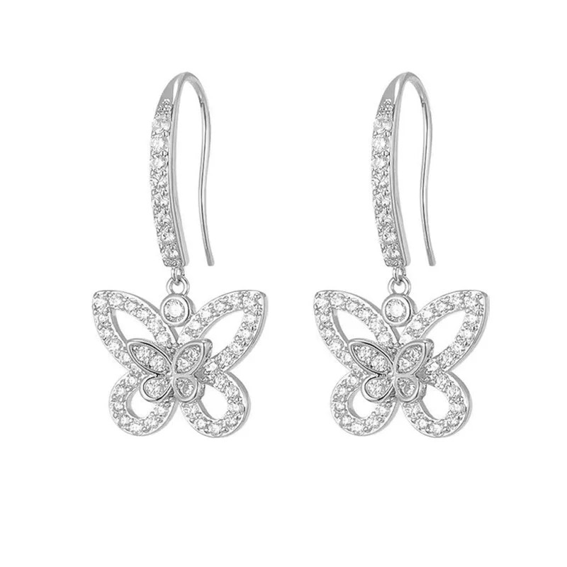 Butterfly Diamond Drop Earrings